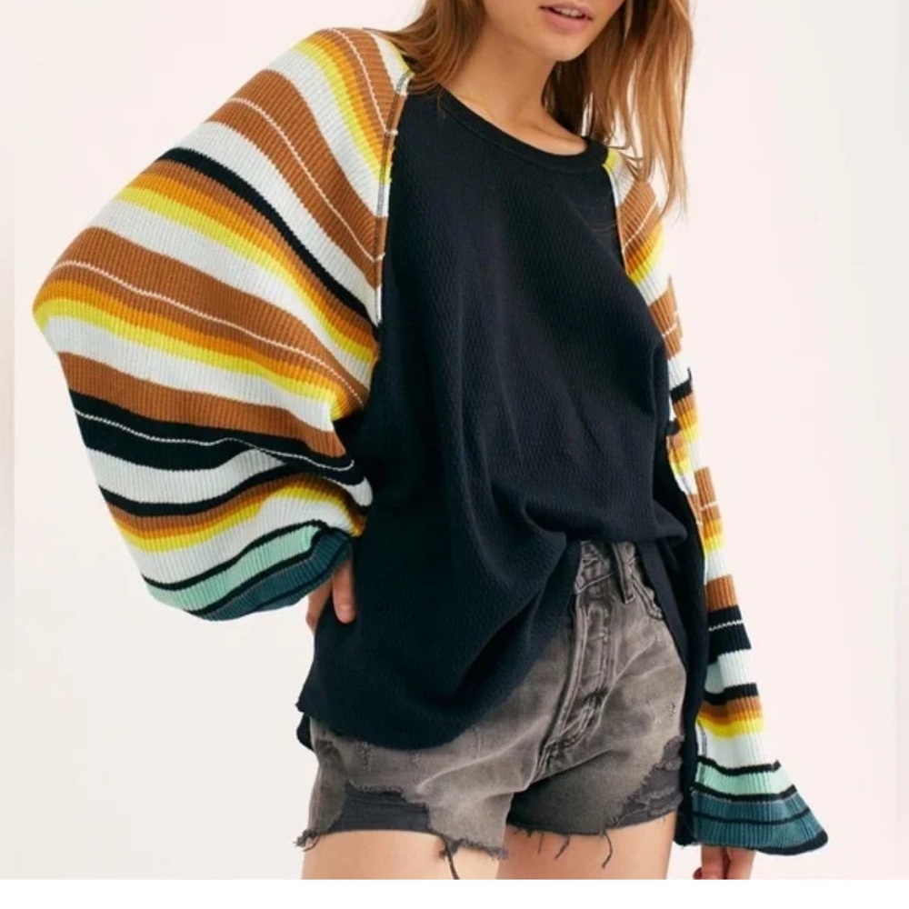Free people rainbow dreams balloon sleeve top
